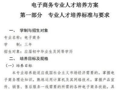 电子商务专业人才培养方案
